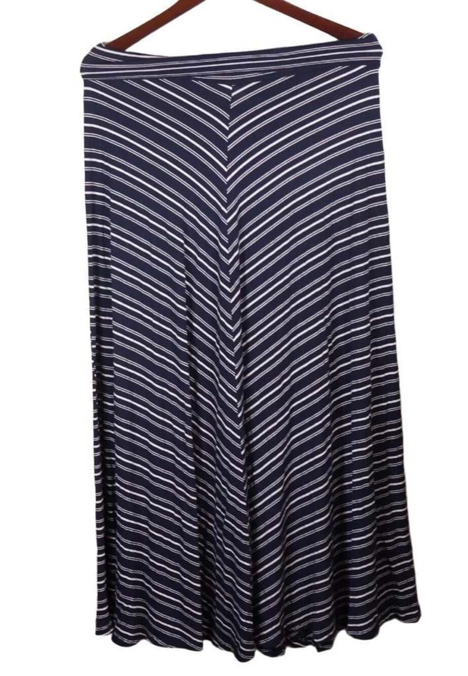 ALYX Women's Navy and White Striped Maxi Skirt Size L